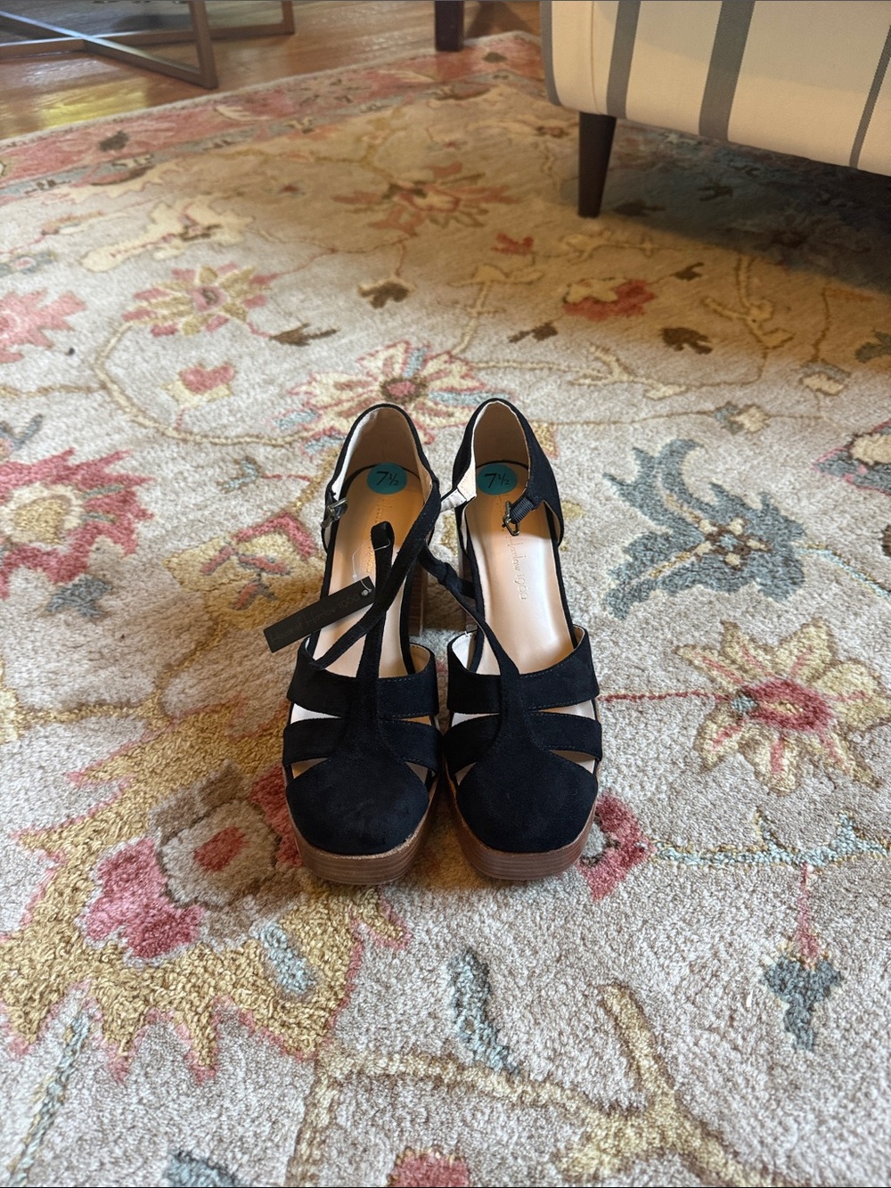 House of Harlow 1960 Black Suede Platform Sandals